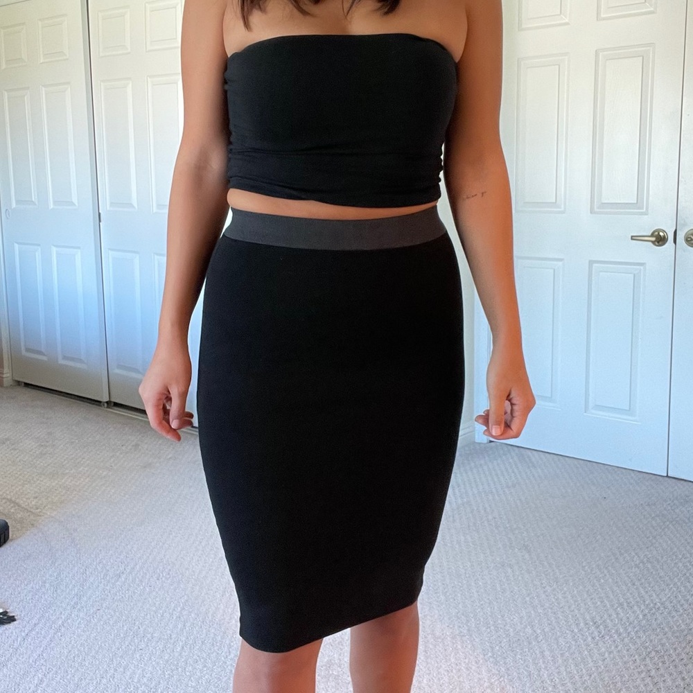 Zara TRF black midi skirt